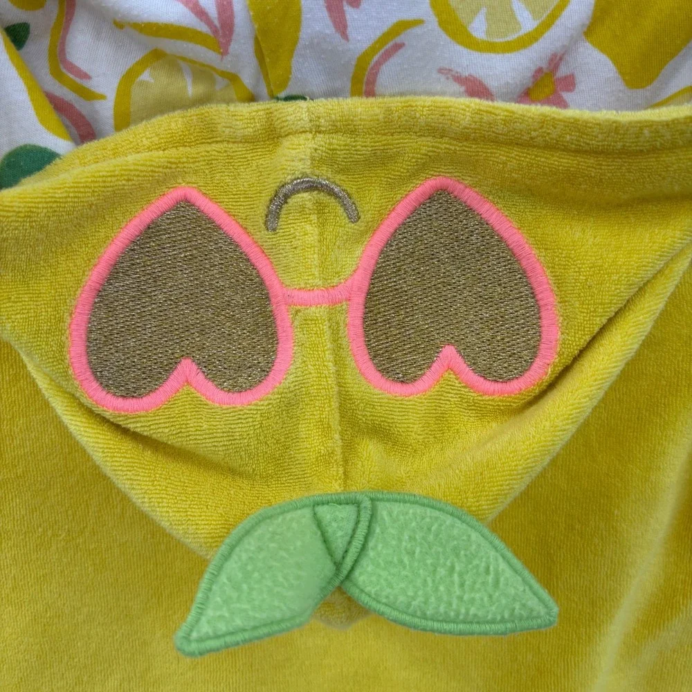 The Childrens Place Hooded Terry Top Kids 5T Yellow Lemon Heart Sunglasses Beach